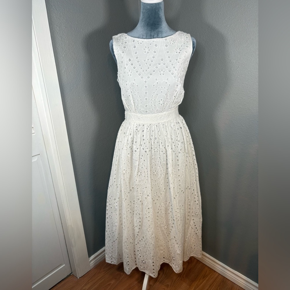 NWT White Eyelet Midi Dress Size S 4/6